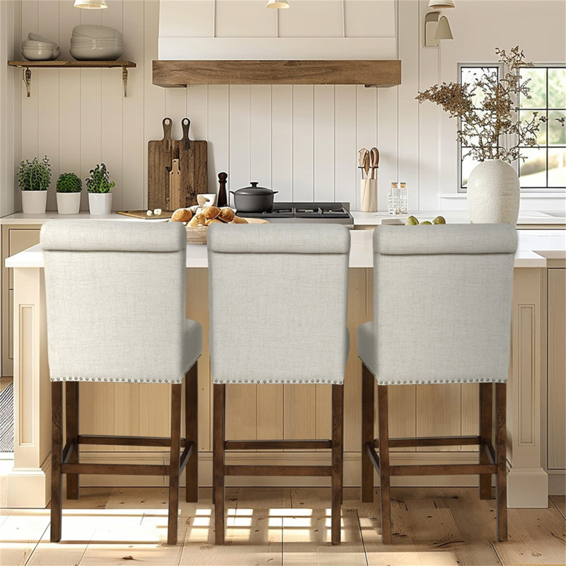 Wildon Home® Upholstered Counter Stool With Nailhead Trim Set Of 2