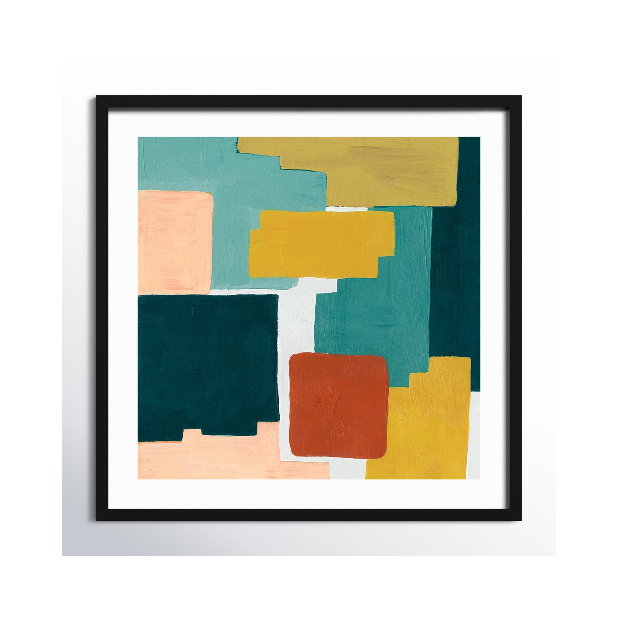 Block Abstract II by Grace Popp, Noir Black Framed Paper, 41.38" H x 41.38" W x 0.88" D