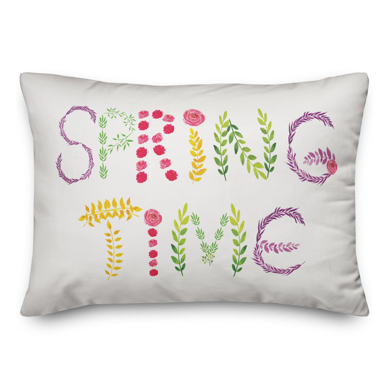 Spring Spring Time Lumbar Pillow, Green/Pink/Yellow