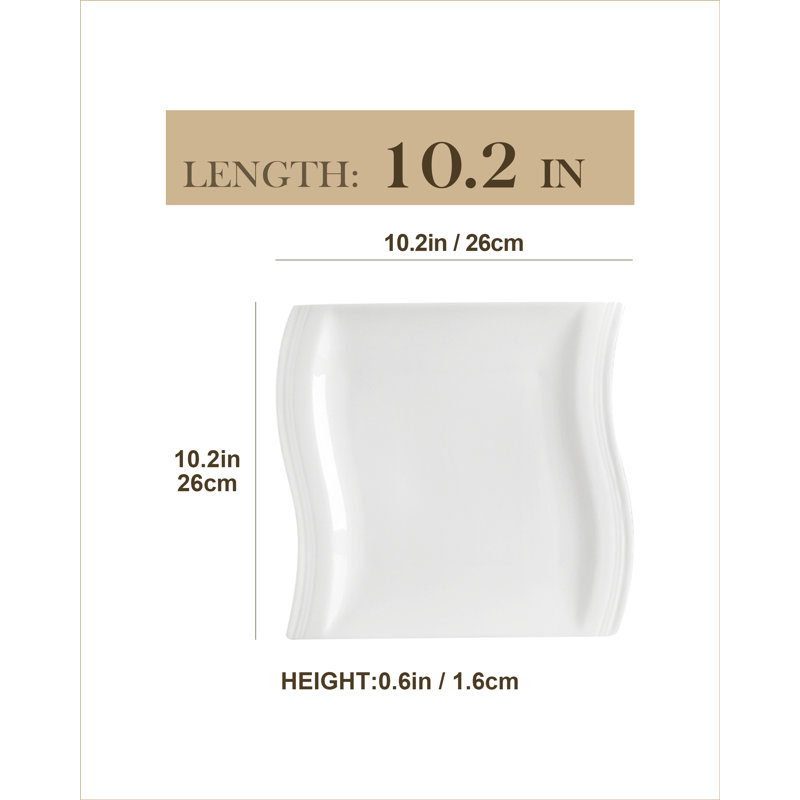 26cm Porcelain China Commercial Dishwasher Safe Dinner Plate, Set of 6, Ivory White