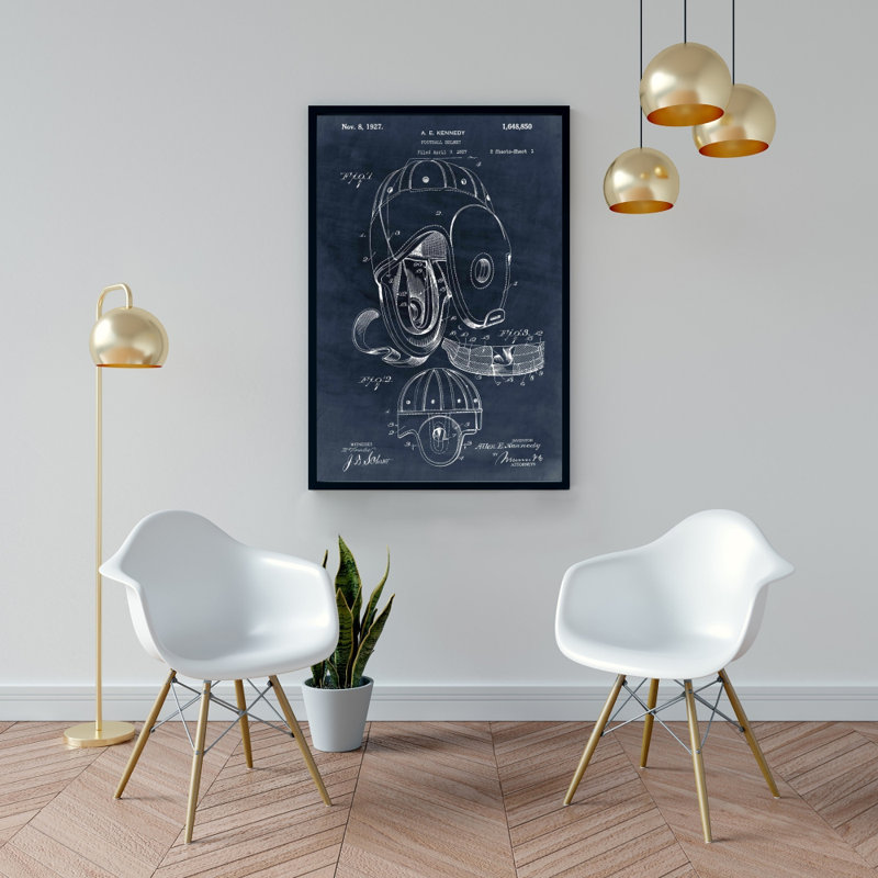 Toile «Blueprint Football Helmet» - objet encadré bleu