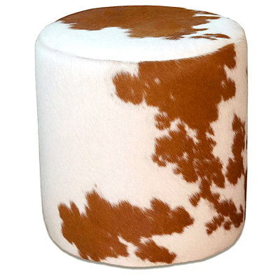 Round Ottoman in Brown and White by Orren Ellis