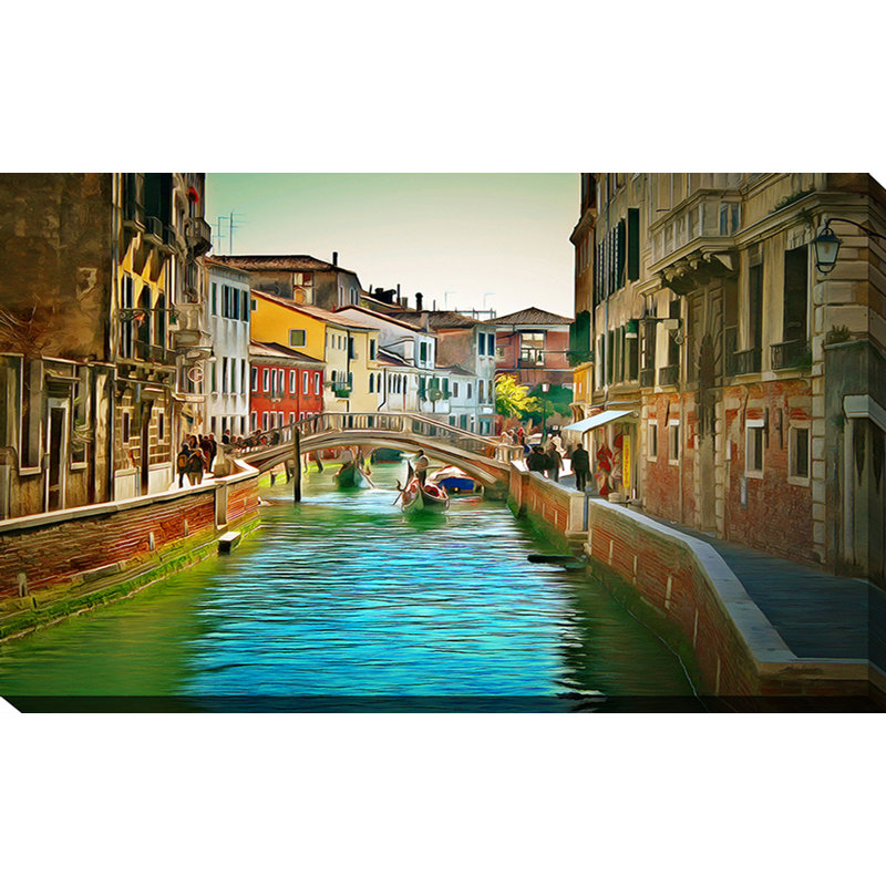 « venice canal xi », reproduction d’art sur toile tendue, H 24 po x l 40 po x P 1 po