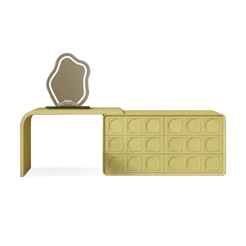 Coiffeuse avec miroir lumineux, 6 tiroirs, Noir