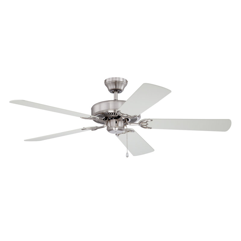 Daramanivong 52'' Ceiling Fan, Satin Nickel with Silver / White Switch Blades