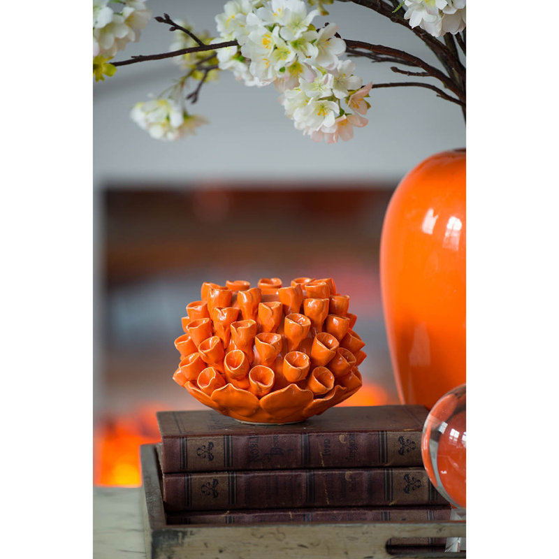 Votive de table en céramique 4,3 po, Orange
