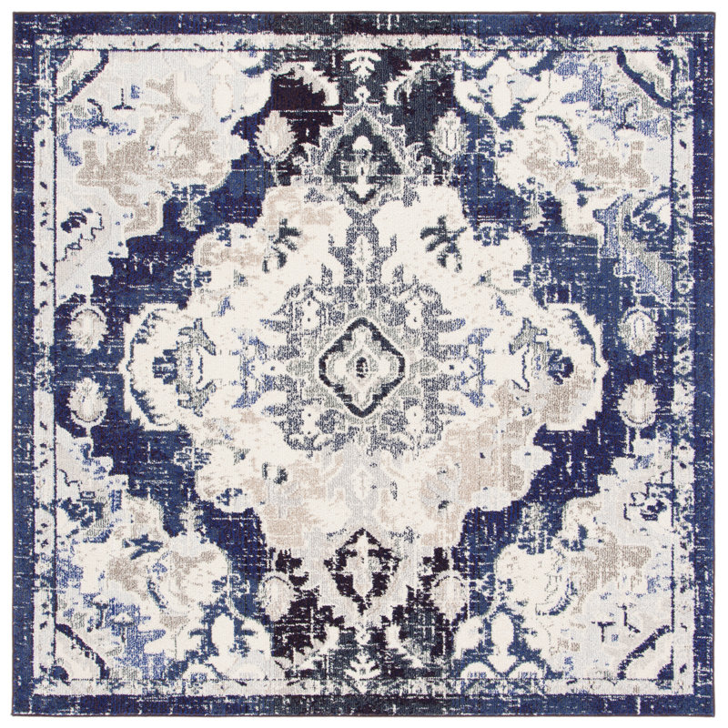 Tapis oriental mauve / beige, Carré 6 pi 7 po