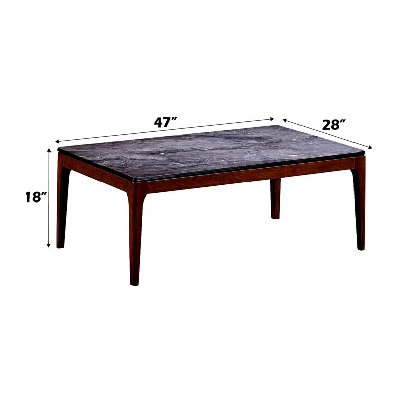 Table basse avec plateau en pierre d'ingénierie et finition noyer