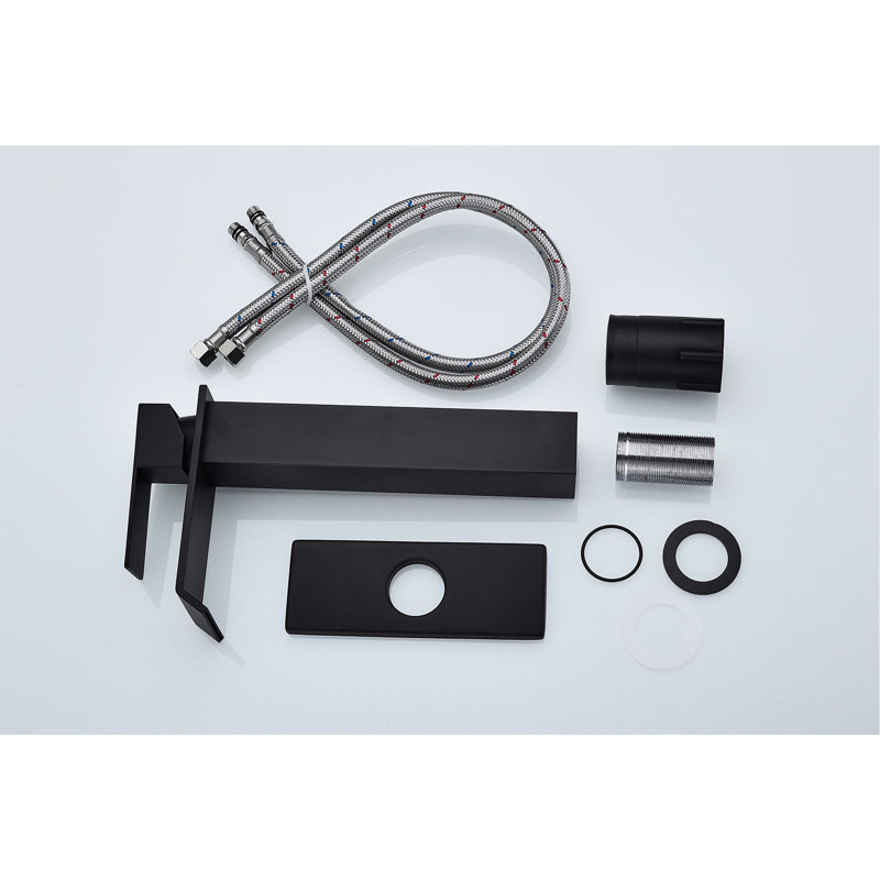 Matte Black Waterfall Spout Bathroom Sink Faucet, Single Handle Control For Convenient Use, Built With Stainless Steel Style Faucet In Black, Function Smooth Water Flow Control, Constructed