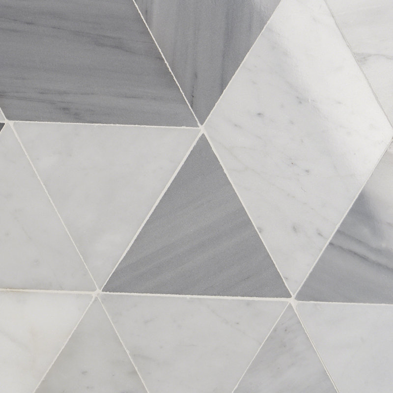 Prisma 7.75" x 13.5" Geometric Marble Mosaic Wall & Floor Tile (0.73 Sq. Ft. / Sheet), Gray