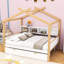 Lit maison en bois 2 tiroirs avec tablettes-1363459944