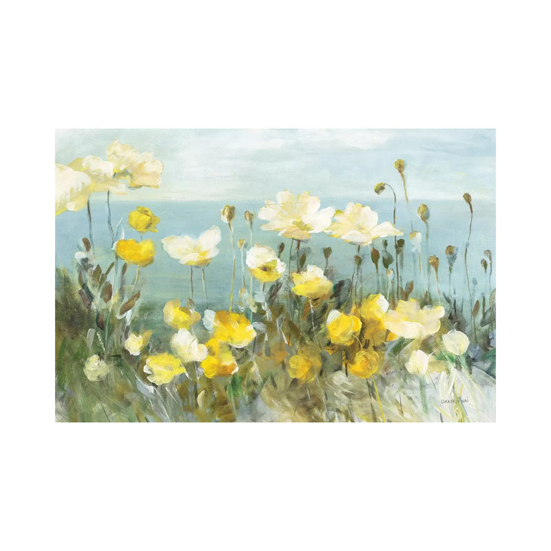 "Champ de coquelicots" par Danhui nai, reproduction d’art, H 18 po x l 26 po x P 1,5 po, Toile tendue, Pas de tapis