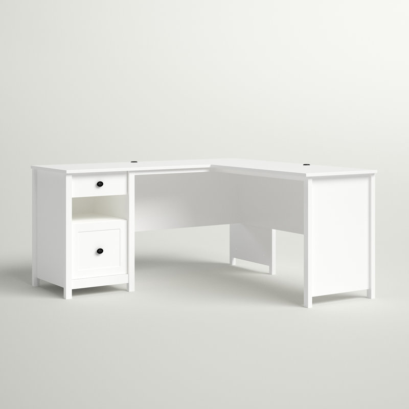 L-Shaped Executive Desk, Soft White