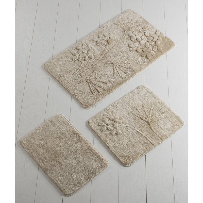 Ensemble de tapis de bain luxueux en acrylique (3 pièces), beige | 100% acrylique, antibactérien, antidérapant | Comprend 15,7 x 23,6 po, 19,7 x 23,6 po, 23,6 x 39,4 po | Lavable à la machine, hauteur des poils doux: 1,0 po | Parfait pour le confort et la sécurité de la salle de bain