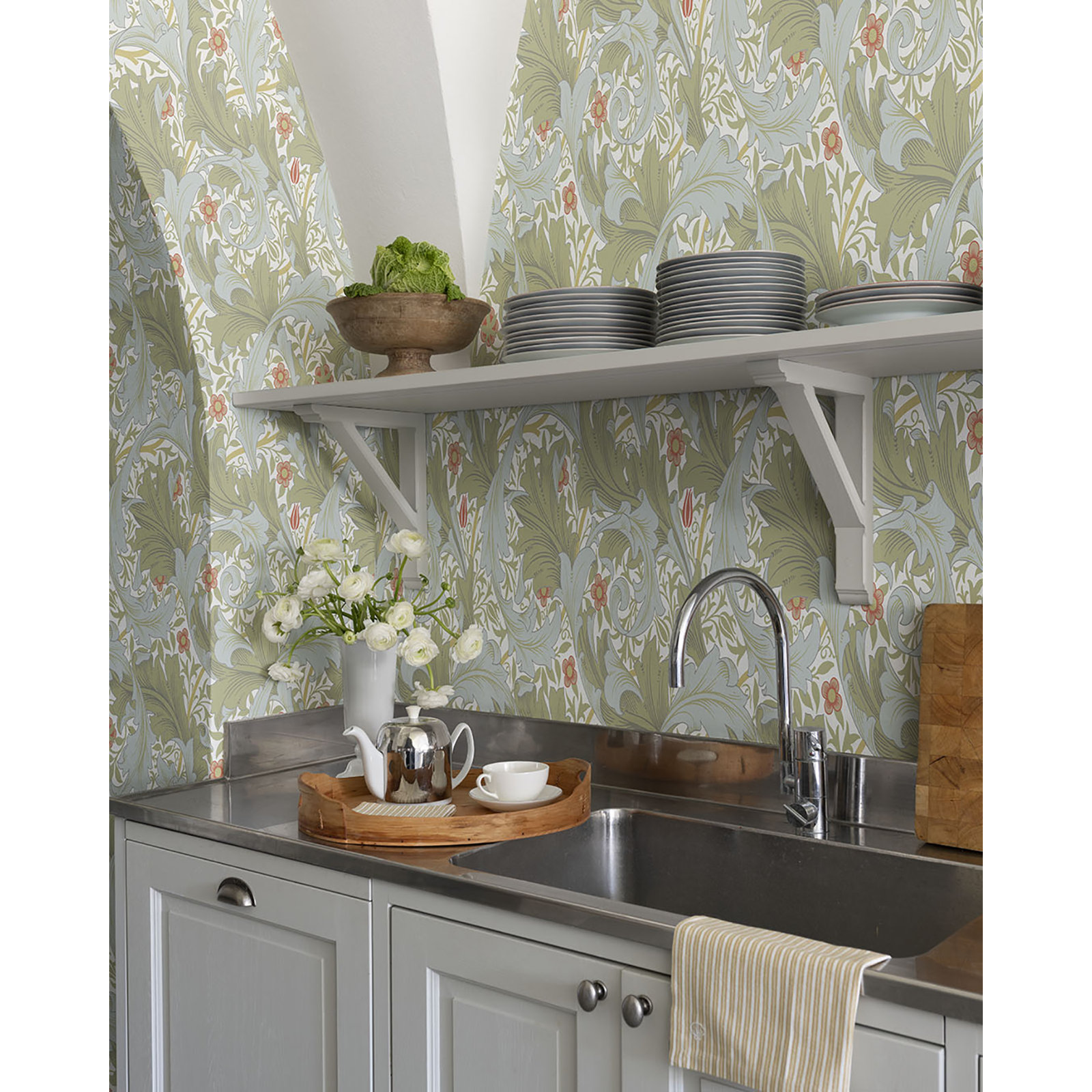 Granville Floral Wallpaper, Olive