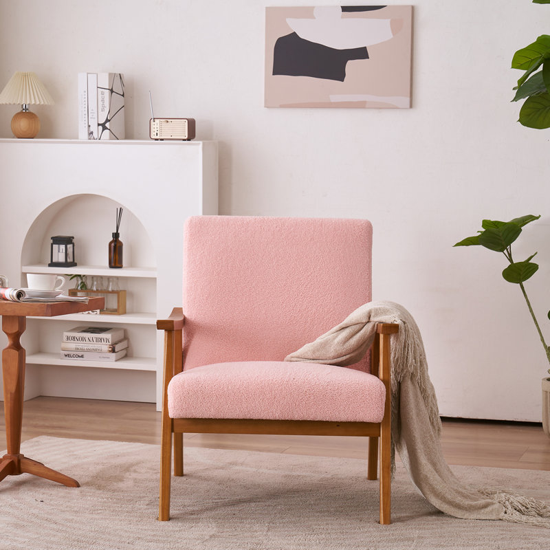 Brimer Upholstered Armchair, Faux Fur Pink