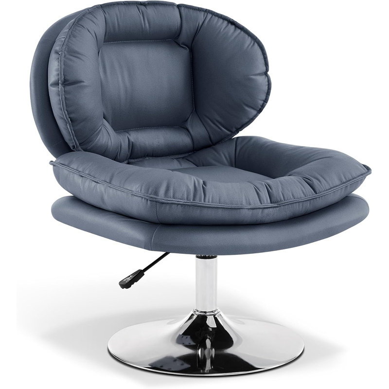 Fauteuil d'appoint pivotant à hauteur réglable, rembourré, Mélange de polyester gris
