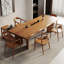 Table de salle à manger rectangulaire en bois massif brun-2147330640