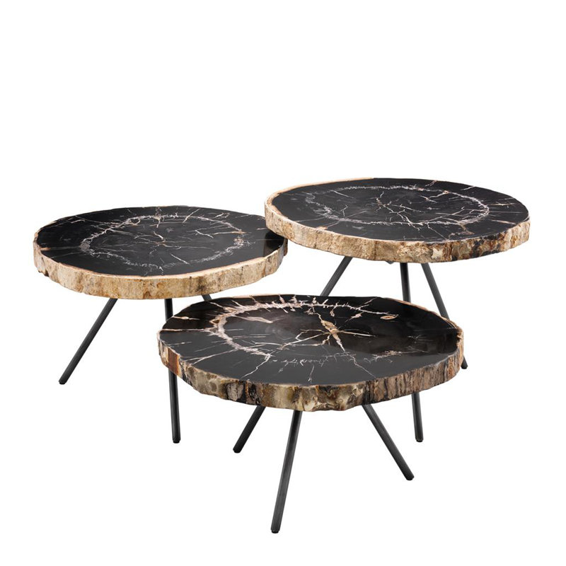 De Soto Solid Wood Top Nesting Coffee Table, Black