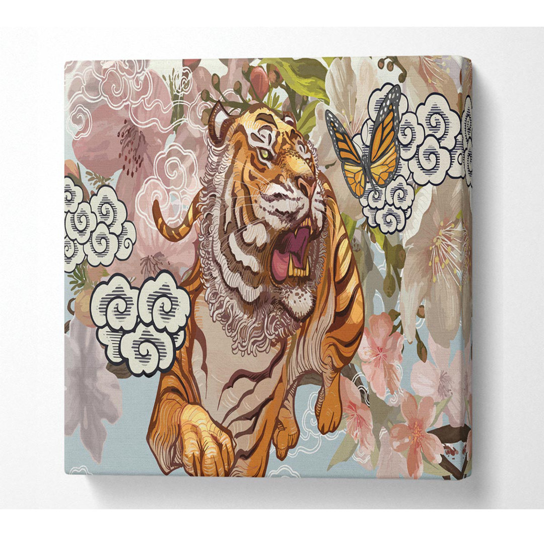 The Tiger Floral - Kunstdrucke auf Leinwand - Wrapped Canvas