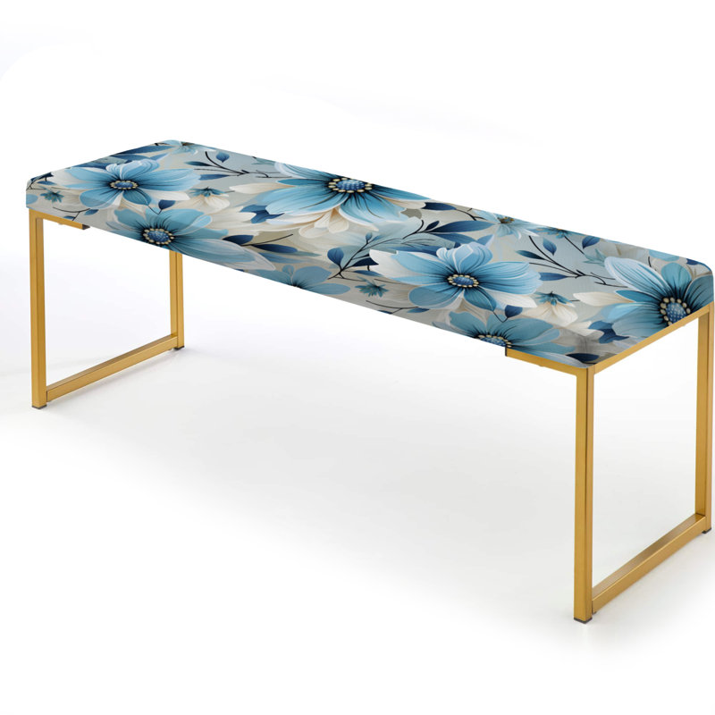 Banc rembourré or, Blue Coastal Harmony Floral