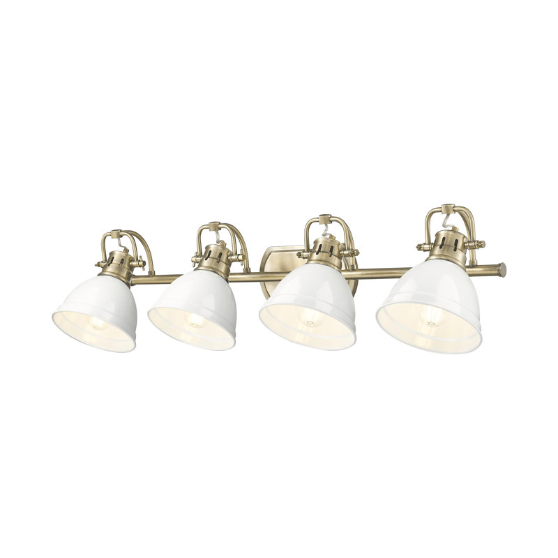 Brynnan 4-Light Bath Vanity, Aged Brass, White