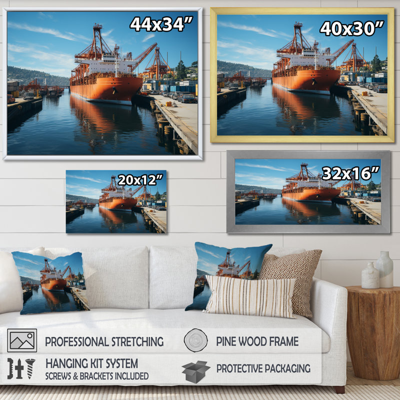 Port Port of Discovery I sur impression sur toile, H 12 po x l 20 po x P 1 po, Cadre naturel flottant