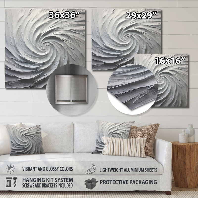 Cidalia - spirales abstraites, impressions murales en métal, H 36 po x l 36 po x P 1,5 po