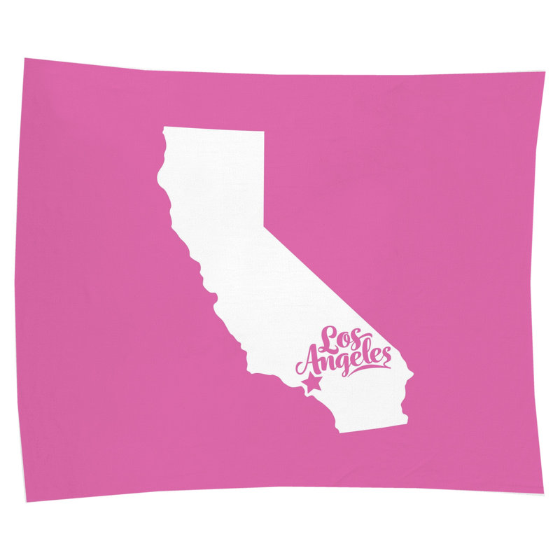 Doux foyer Los Angeles — Silhouette de l'État de Californie — Peinture murale d'intérieur paysage, H 36 po x l 26 po