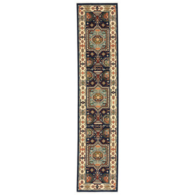 Tapis bleu / ivoire Oaklynn