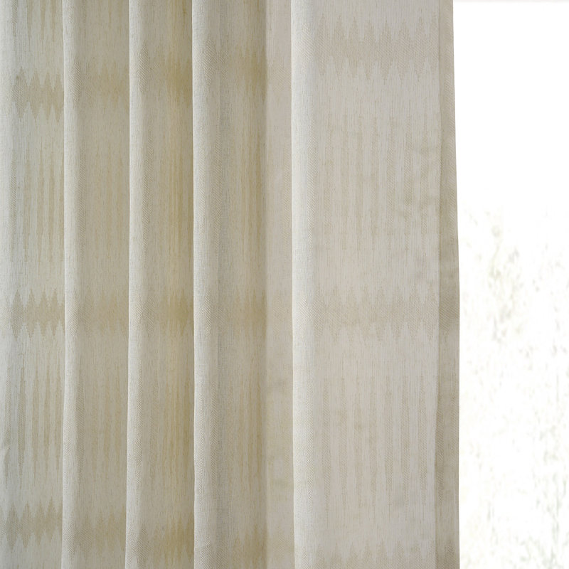 Larsen Faux Linen Sheer Curtains for Bedroom, Living Room Curtains for Large Window Single Panel Drape, 50" x 96", Beige