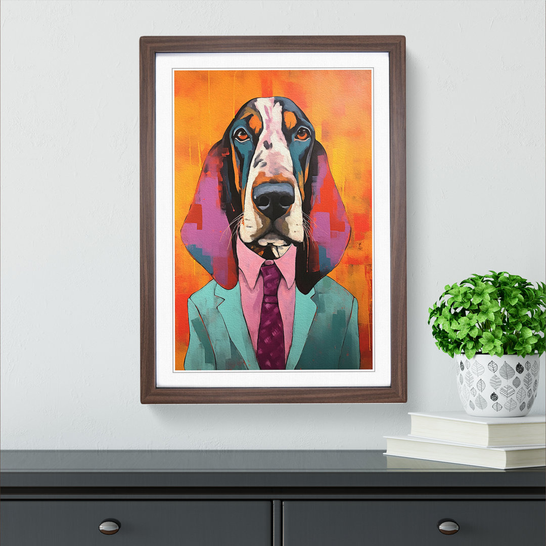Basset Hound Modern - Framed Print