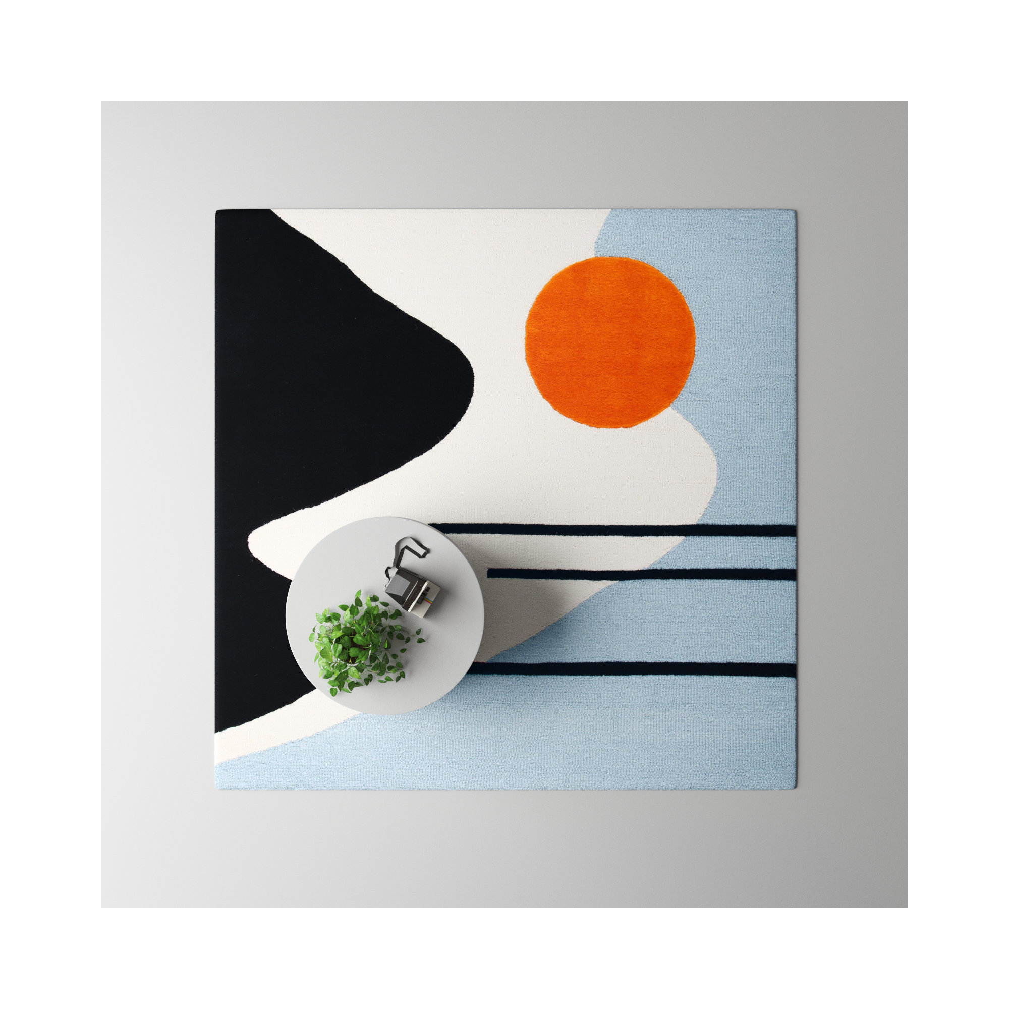 Felipe Wool Ivory / Blue Rug, Square 8'