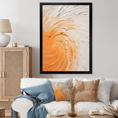 Orange And White Minimal Spiral - Spiral Abstract Wall Art
