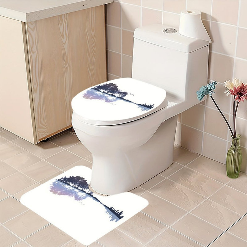 Ensemble de 2 tapis de bain à motif de yéti de montagne mignon, pour la décoration de salle de bain