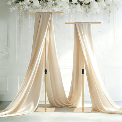 2Pcs T-Shape Wedding Backdrop Stand, Adjustable 2.6-8FT,Heavy Duty  for Wedding, Holiday Celebration, and Ceremony Decoration