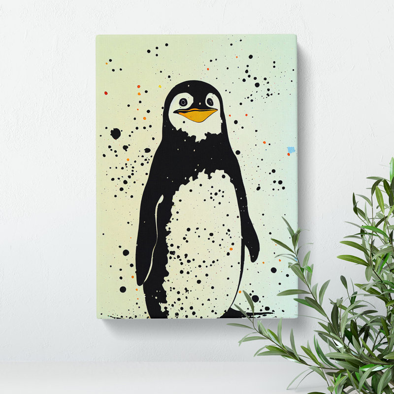Penguin Graffiti No.7 - Wall Art, Wrapped Canvas, No Matte, 50cm H x 35cm W x 3cm D
