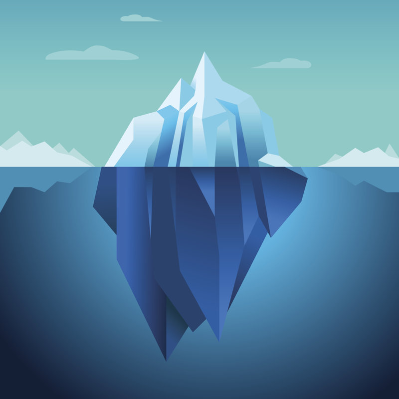 Blue Background Vector Iceberg - Wrapped Canvas Print, 76cm H x 76cm W x 3.8cm D