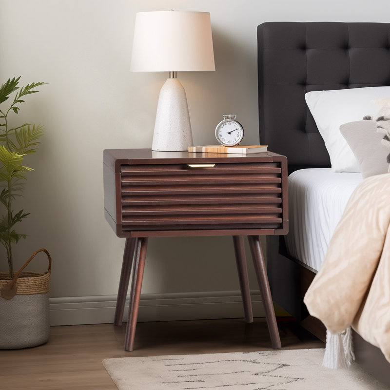 Olijah Solid Wood Nightstand, Brown