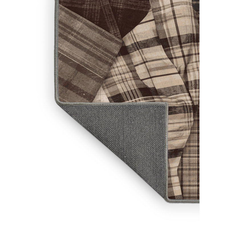 Tapis gris moelleux moelleux à motif campagne / campagne, 5 x 8