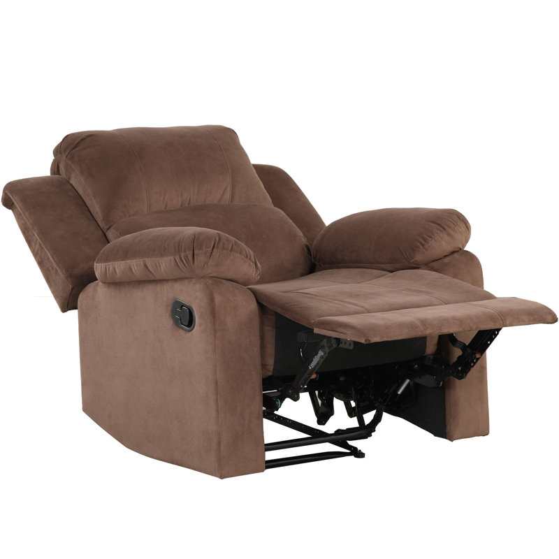 Fauteuil inclinable manuel rembourré en microfibre Nikodemos, Brun argile