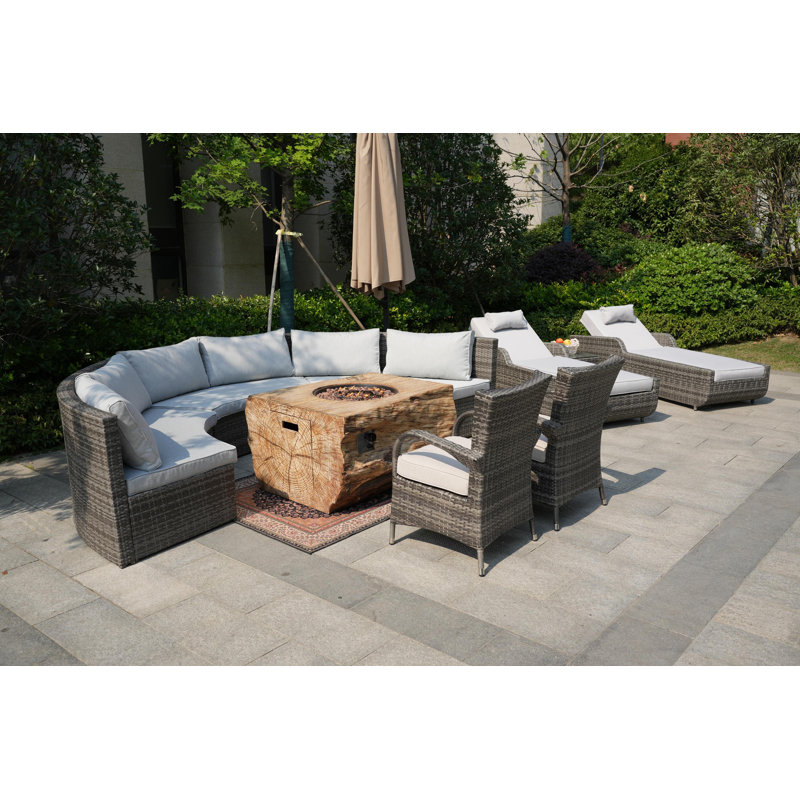 Almanza 10 - Person Patio Conversation Set with Cushions