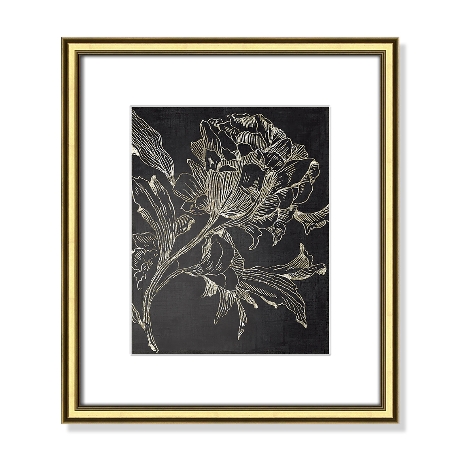 Clarendon "Golden Flower Folklore I" Print, 16.25" H x 14.25" W, Gold Framed