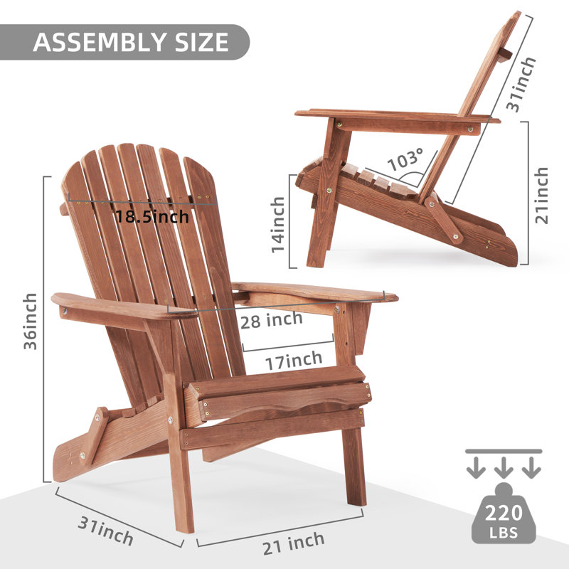 Gaimo Foldable Outdoor Adirondack Chair, Dark Brown