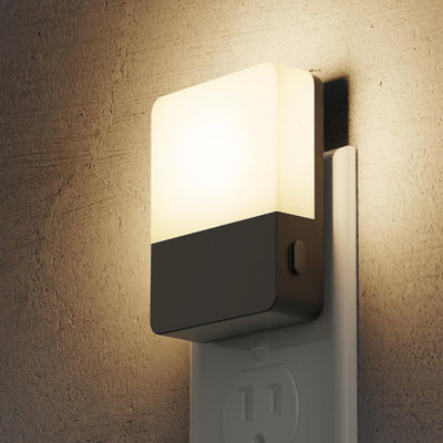 Square Front-Facing Night Light With Milky Shade, 3000K Warm White, And Dimming