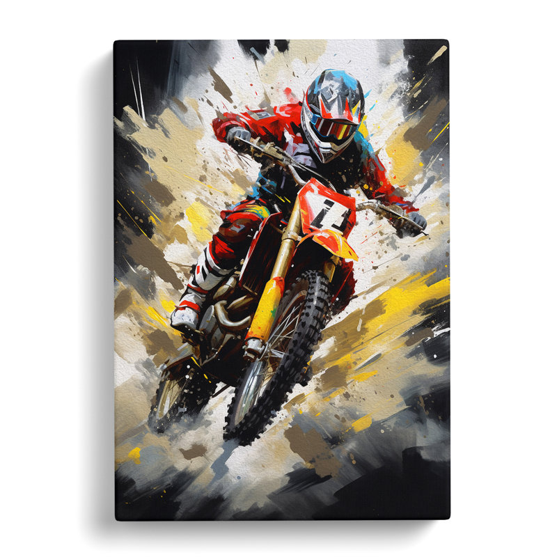 Motorbike Tachisme - Wrapped Canvas, 50cm H x 35cm W x 3cm D