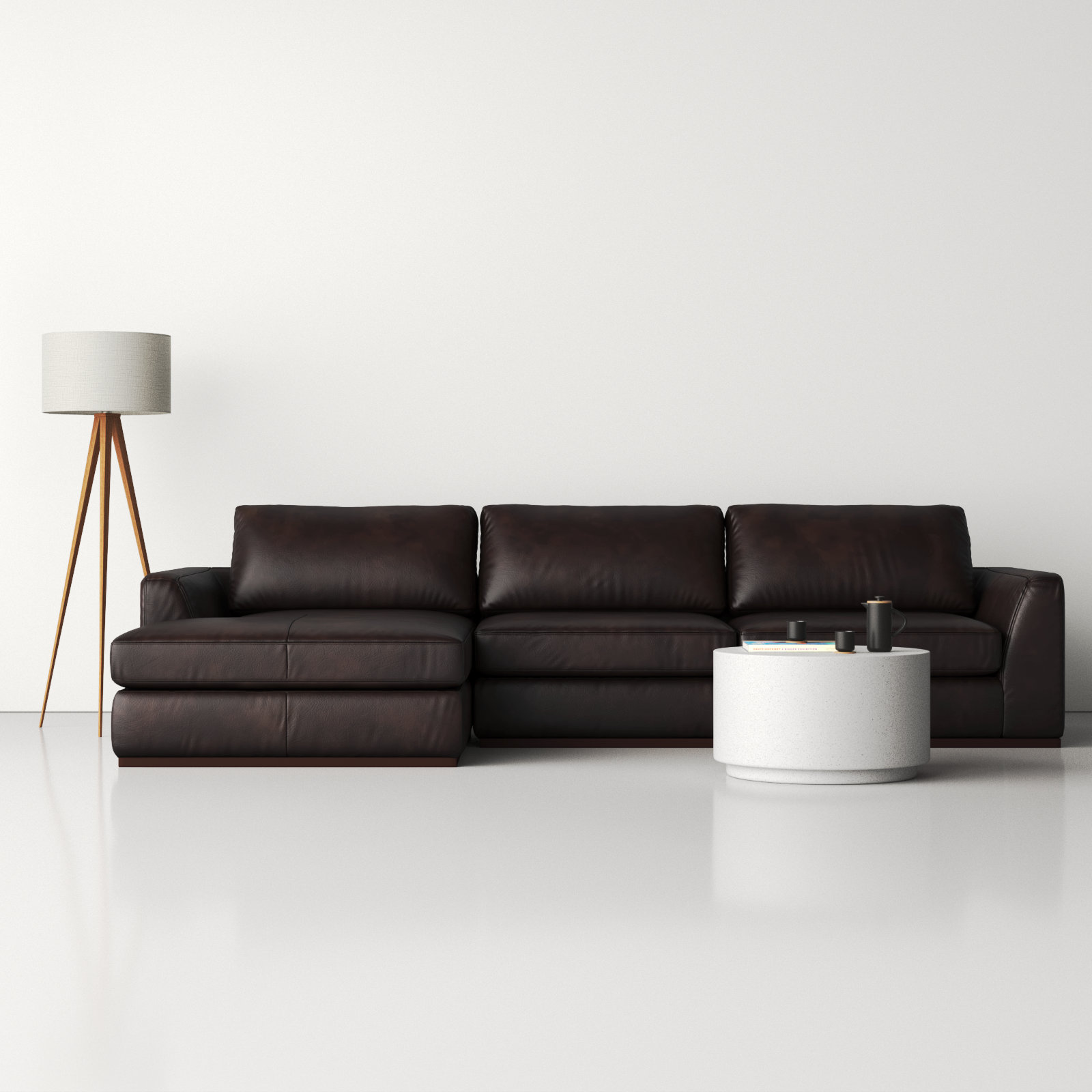 Marah Modular Upholstered Chaise L-Sectional, Left Hand Facing, Merino/Cotton