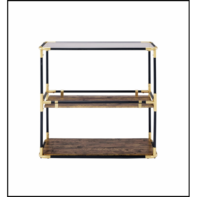 Heleris Smoky Glass Top & Black & Gold Finish Console Table, Perfect for Modern and Luxurious Home Decor