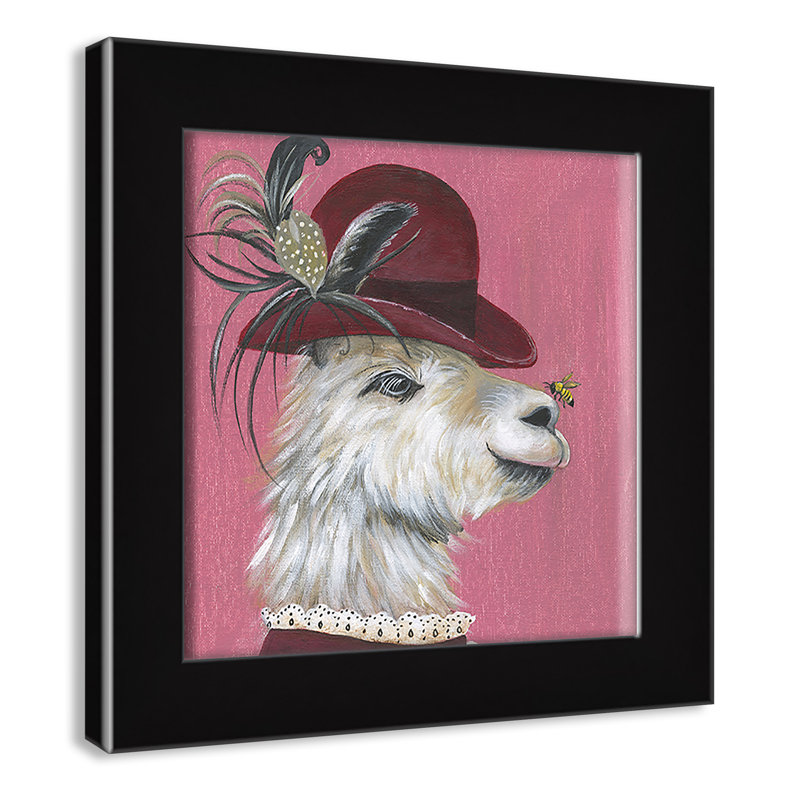 Art sur toile llama, H 10 po x l 10 po x P 0,625 po, Cadre argenté