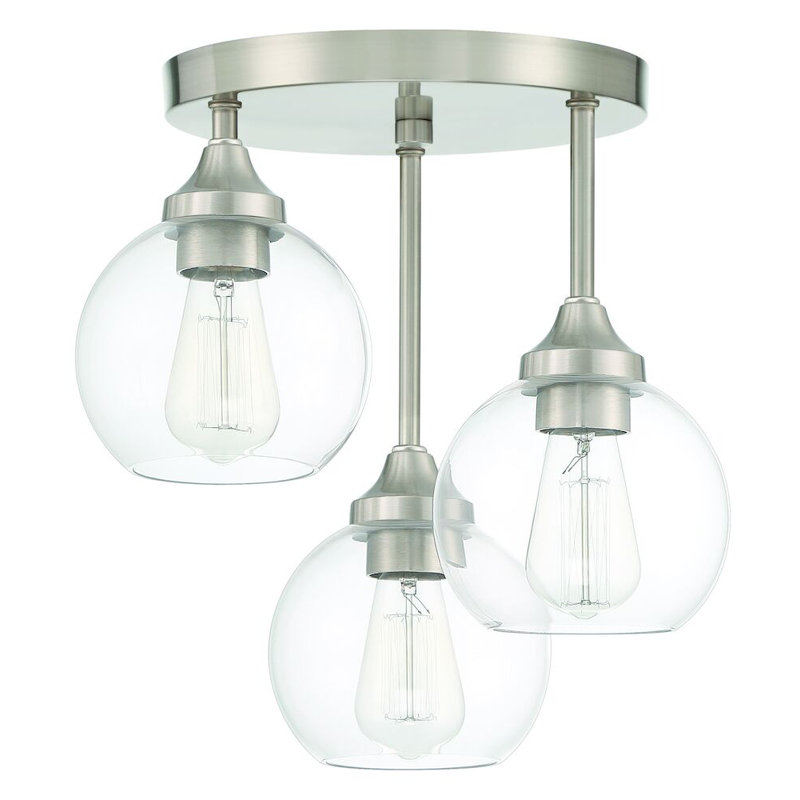 Plafonnier encastré 3 lumières 14,25 po Glenda, Nickel brossé